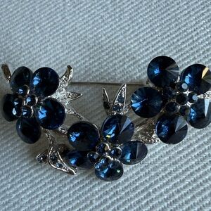 Blue Saphire & Rhinestone Brooch